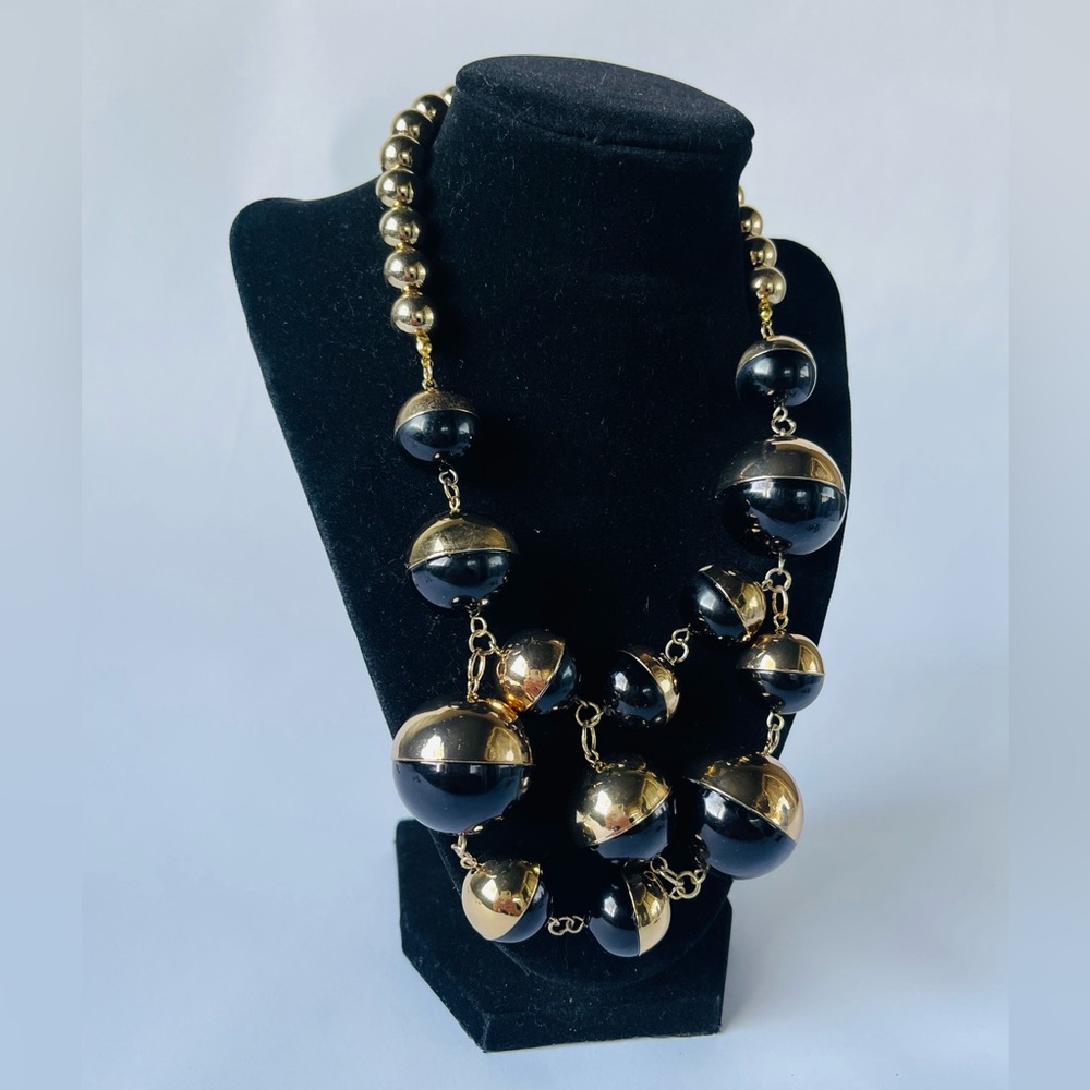 BAUBLERBAR GOLD AND BLACK COLOR STATEMENT NECKLACE GREAT CONDITION